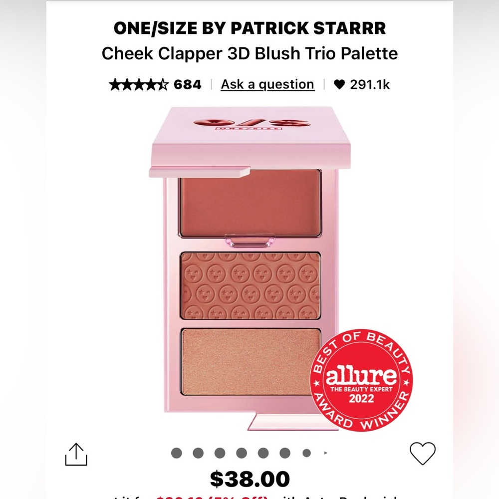 NWOB! One Size Cheek Clapper 3D blush trio palette! Allure award winner!